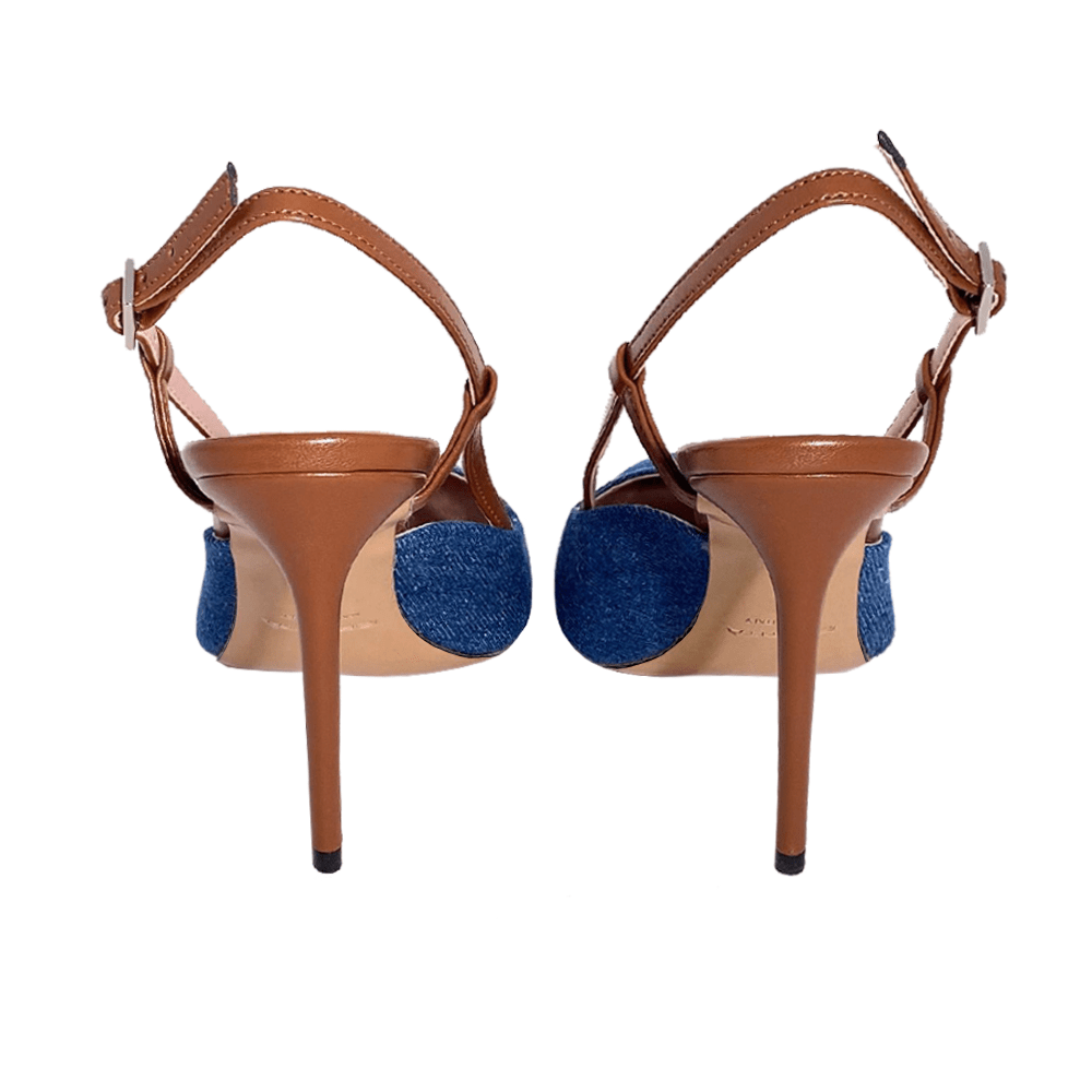 Identità Décolleté Slingback PERLA PELLE CUOIO/DENIM