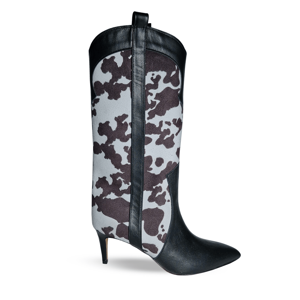 Identità Stivaletti ANNALISA STAMPA MUCCA NERO