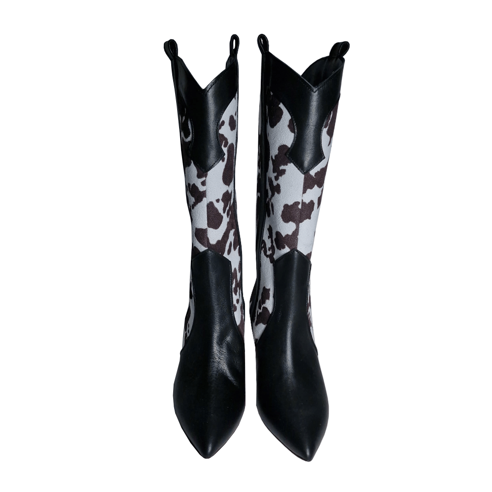 Identità Stivaletti ANNALISA STAMPA MUCCA NERO