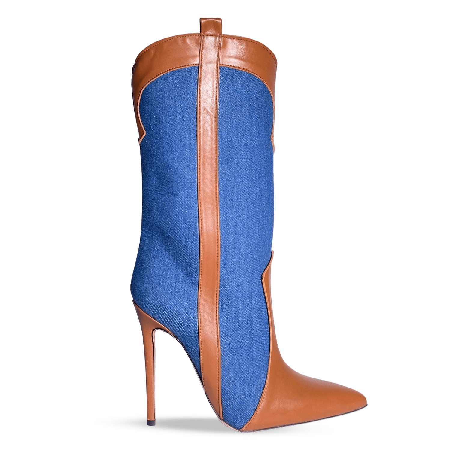 Identità Stivaletti CLARA DENIM/PELLE MARRONE