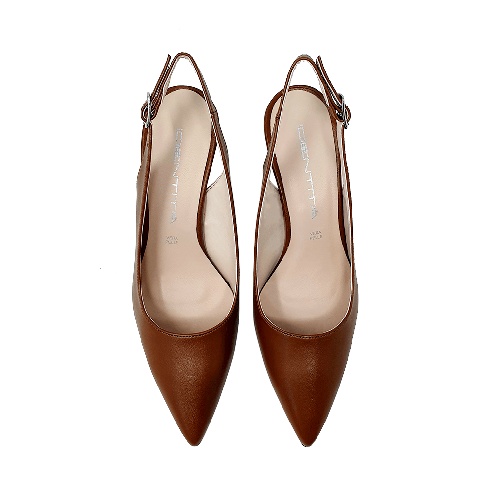 Identità Décolleté Slingback JUSTINA PELLE CUOIO 70mm